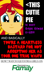 Size: 1800x2888 | Tagged: safe, edit, edited screencap, screencap, sunset shimmer, human, equestria girls, g4, best human, clickbait, cute, cutie pie, discovery family logo, female, looking at you, not to be taken seriously, shimmerbetes, teenager, waifu