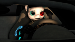 Size: 720x405 | Tagged: safe, artist:blackspoiler, oc, oc only, oc:triney, anthro, 3d, car, determined, fanmade sharingan, female, music video, sharingan, she wants me dead, solo, source filmmaker, steering wheel, suitcase