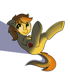 Size: 957x1051 | Tagged: safe, artist:neuro, braeburn, earth pony, pony, g4, male, on back, simple background, solo, stallion, transparent background