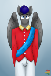 Size: 2000x3000 | Tagged: safe, artist:php37, oc, oc only, oc:night air, pegasus, anthro, clothes, high res, male, royal guard, solo, uniform