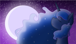 Size: 4268x2501 | Tagged: safe, artist:tim015, princess luna, pony, g4, eyes closed, female, full moon, mare, moon, night, solo, starry night, stars