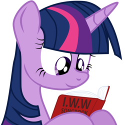 Size: 2400x2400 | Tagged: safe, artist:aaronmk, twilight sparkle, pony, unicorn, g4, book, bust, female, high res, industrial workers of the world, iww, mare, reading, simple background, solo, transparent background, union, vector