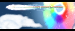 Size: 8000x3400 | Tagged: safe, artist:yumeyuuheii, rainbow dash, pony, g4, cloud, female, mare, sky, solo, sonic rainboom