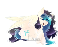 Size: 2000x1600 | Tagged: safe, artist:skimea, oc, oc only, oc:neon beats, pegasus, pony, female, mare, one eye closed, prone, simple background, solo, transparent background, wink