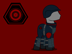 Size: 1600x1200 | Tagged: safe, artist:reisen514, pony, fallout equestria, brotherhood of nod, clothes, command and conquer, kane's wrath, military uniform, red background, simple background, solo, tiberium wars