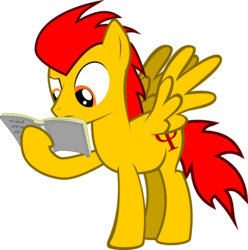 Size: 5346x5387 | Tagged: safe, artist:laberoon, oc, oc only, oc:bizzul, pegasus, pony, absurd resolution, book, holding, male, simple background, solo, stallion, transparent background, vector