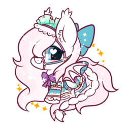 Size: 1800x1800 | Tagged: safe, artist:snow angel, oc, oc only, oc:sylphie, bow, bridle, chibi, clothes, hair bow, headdress, heart eyes, saddle, simple background, socks, solo, tack, transparent background, wingding eyes