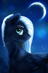 Size: 2100x3180 | Tagged: safe, artist:isorrayi, oc, oc only, pegasus, pony, female, high res, mare, moon, night, solo