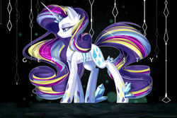 Size: 1800x1200 | Tagged: safe, artist:togeticisa, rarity, pony, unicorn, g4, female, mare, multicolored hair, rainbow power, solo