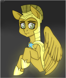 Size: 3000x3500 | Tagged: safe, artist:konvisar, oc, oc only, oc:escuda, pegasus, pony, colored pupils, female, gradient background, guardsmare, high res, mare, royal guard