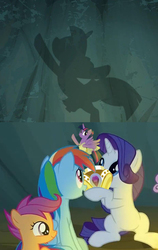 Size: 455x720 | Tagged: safe, edit, edited screencap, screencap, rainbow dash, rarity, scootaloo, twilight sparkle, alicorn, pony, a royal problem, campfire tales, g4, ballerina, music box, tutu, twilarina, twilight sparkle (alicorn)