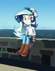 Size: 1292x1684 | Tagged: safe, artist:owlity, oc, oc only, oc:wistful galaxy, human, equestria girls, g4, beach, boots, clothes, cute, equestria girls-ified, female, filly, lordship, pantyhose, shoes, sitting, skirt, solo, sparkles, uggs