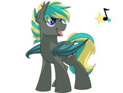 Size: 1024x768 | Tagged: source needed, safe, artist:itstaylor-made, oc, oc only, oc:star song, bat pony, cutie mark, fangs, male, simple background, solo, tongue out, two toned mane