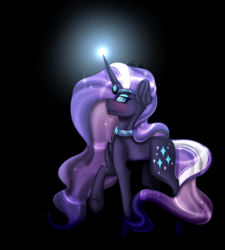 Size: 2600x2890 | Tagged: safe, artist:inspiredpixels, nightmare rarity, pony, unicorn, g4, eyeshadow, female, high res, lidded eyes, looking at you, makeup, mare, raised hoof, smiling, solo