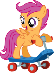 Size: 3699x5000 | Tagged: safe, artist:moongazeponies, scootaloo, pony, g4, cute, cutealoo, female, scooter, simple background, solo, transparent background