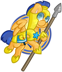 Size: 298x350 | Tagged: safe, artist:ak4neh, flash sentry, pegasus, pony, g4, armor, cute, flying, helmet, looking at you, male, smiling, solo, spear, stallion, weapon, wings