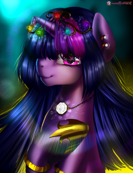 Size: 2975x3850 | Tagged: safe, artist:monochromacat, twilight sparkle, alicorn, pony, g4, crown, ear piercing, earring, female, hair over one eye, heart eyes, high res, looking at you, mare, necklace, piercing, regalia, smiling, solo, twilight sparkle (alicorn), wingding eyes