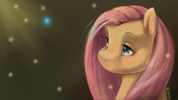 Size: 1366x768 | Tagged: safe, artist:2072, fluttershy, pony, g4, bust, female, lidded eyes, no mouth, portrait, solo