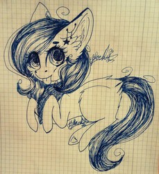 Size: 1526x1668 | Tagged: safe, artist:ohsushime, oc, oc only, oc:akira, earth pony, pony, female, lined paper, mare, solo, tongue out, traditional art