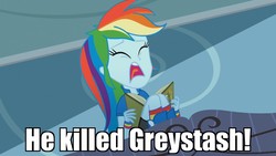Size: 1920x1080 | Tagged: safe, edit, edited screencap, screencap, rainbow dash, equestria girls, g4, leaping off the page, my little pony equestria girls: summertime shorts, book, eyes closed, female, image macro, male, meme, panic, solo, the simpsons