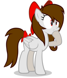 Size: 4600x5360 | Tagged: safe, artist:rsa.fim, oc, oc only, oc:whisper hope, pegasus, pony, absurd resolution, bow, female, hoof sucking, mare, mexican, red eyes, ribbon, simple background, solo, sucking, tail bow, tail wrap, transparent background, unitárium, vector