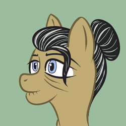 Size: 576x576 | Tagged: safe, artist:scraggleman, oc, oc only, oc:floor worn, earth pony, pony, 4chan, bust, female, grandmother, hair bun, mare, portrait, solo