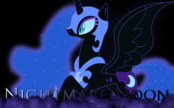 Size: 2560x1600 | Tagged: safe, artist:lextsy, nightmare moon, g4, female, solo, text, wallpaper