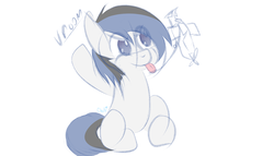 Size: 3500x2000 | Tagged: safe, artist:cloufy, oc, oc only, pony, high res, sketch, solo, tongue out, toy