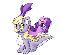 Size: 1024x768 | Tagged: safe, artist:usagi-zakura, amethyst star, dinky hooves, sparkler, dragon, g4, dragonified, species swap