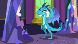 Size: 6000x3375 | Tagged: safe, artist:dashiesparkle, princess ember, dragon, g4, triple threat, absurd resolution, eating, female, solo, twilight's castle, vector