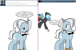 Size: 1204x800 | Tagged: safe, artist:dekomaru, rainbow dash, oc, oc:iniduoh, pony, unicorn, tumblr:ask twixie, g4, ask, catsuit, clothes, family guy, male, ninja dash, reference, sneaking suit, stallion, thermostat, tumblr