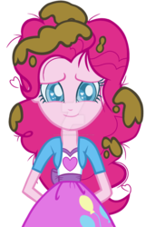 Size: 1024x1594 | Tagged: safe, artist:bezziie, pinkie pie, equestria girls, g4, colored pupils, female, heart eyes, mud, simple background, smiling, solo, transparent background, watermark, wingding eyes