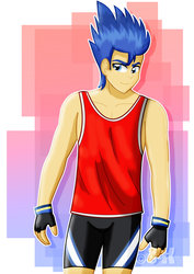 Size: 1600x2263 | Tagged: safe, artist:jotakaanimation, flash sentry, equestria girls, g4, abstract background, alone, clothes, gym, gym uniform, male, outfit, solo, sports