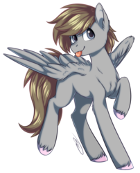 Size: 966x1194 | Tagged: safe, artist:doekitty, oc, oc only, oc:digital dusk, pegasus, pony, gift art, male, simple background, smiling, solo, stallion, tongue out, transparent background