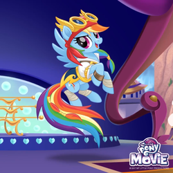 Size: 1080x1080 | Tagged: safe, rainbow dash, pegasus, pony, g4, my little pony: the movie, official, female, goggles, mare, my little pony logo, pirate, pirate rainbow dash, solo