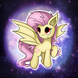 Size: 2539x2539 | Tagged: safe, artist:conniethecasanova, artist:flamevulture17, edit, fluttershy, bat pony, pony, g4, cute, female, flutterbat, high res, mare, race swap, shyabates, shyabetes, smiling, solo