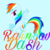 Size: 1773x1773 | Tagged: safe, rainbow dash, pegasus, pony, g4, blue background, bright, colorful, female, looking at you, pink eyes, simple background, solo, wings
