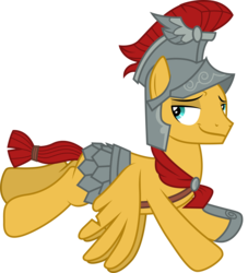 Size: 3001x3300 | Tagged: safe, artist:cloudy glow, flash magnus, pegasus, pony, campfire tales, g4, .ai available, armor, flying, helmet, high res, male, simple background, smiling, smug, solo, stallion, transparent background, vector