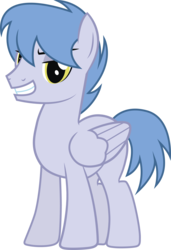 Size: 1923x2817 | Tagged: safe, artist:duskthebatpack, oc, oc only, oc:sky high, pegasus, pony, grin, looking at you, male, shit eating grin, simple background, smiling, solo, stallion, transparent background, vector