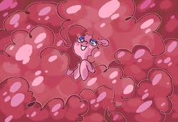Size: 754x519 | Tagged: safe, artist:smirk, pinkie pie, earth pony, pony, g4, claustrophobic, cute, fluffy, happy, impossibly large mane, impossibly long mane, long mane, ms paint, pink, snug