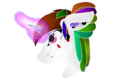 Size: 1001x643 | Tagged: safe, artist:xxxmadlenxxx, oc, oc only, pony, unicorn, brown hair, bust, dreadlocks, magic, portrait, solo, thatae, white pony