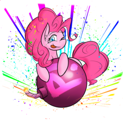 Size: 1000x1000 | Tagged: safe, artist:thattagen, pinkie pie, earth pony, pony, g4, bomb, female, fuse, one eye closed, raspberry, simple background, solo, tongue out, transparent background, weapon, wink