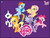 Size: 1600x1200 | Tagged: safe, applejack, fluttershy, pinkie pie, rainbow dash, rarity, twilight sparkle, alicorn, earth pony, pegasus, pony, unicorn, g4, official, applejack's hat, cowboy hat, desktop background, female, freckles, grin, hasbro, hasbro logo, hat, horn, logo, looking at you, mane six, mare, mlp club, my little pony logo, rainbow power, raised hoof, smiling, spread wings, stock vector, tail, twilight sparkle (alicorn), wallpaper, wings