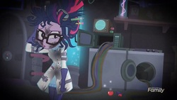 Size: 1383x778 | Tagged: safe, screencap, twilight sparkle, equestria girls, g4, mad twience, my little pony equestria girls: summertime shorts, broken, experiment, explosion, laboratory