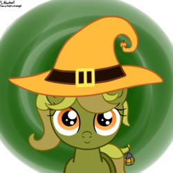 Size: 800x800 | Tagged: safe, artist:saria the frost mage, oc, oc only, oc:pumpkin patch, pony, cute, female, filly, hat, lantern, smiling, smol!, solo, this will end in snuggles, witch