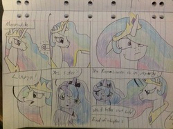 Size: 2592x1936 | Tagged: safe, artist:didgereethebrony, princess celestia, princess luna, alicorn, pony, g4, lined paper, meanwhile, traditional art