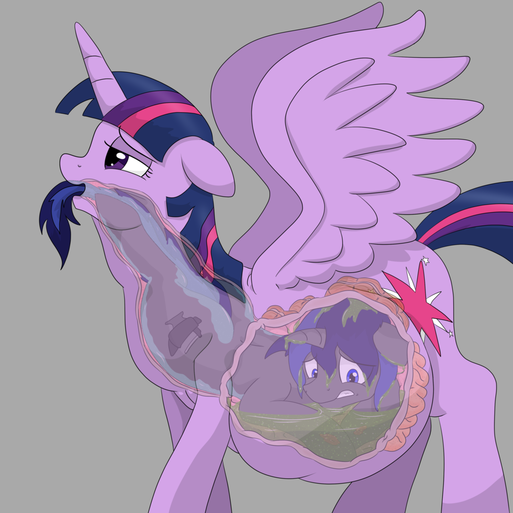 same size vore, stomach acid, swallowing, throat bulge, twilight sparkle (a...