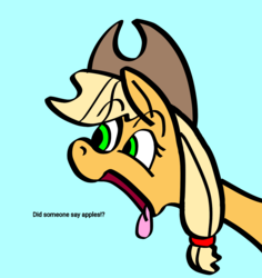 Size: 1134x1200 | Tagged: safe, artist:justanotherponyartblog, applejack, earth pony, pony, g4, apple, appul, female, food, just another pony art blog, silly, silly face, silly pony, solo, that pony sure does love apples, who's a silly pony