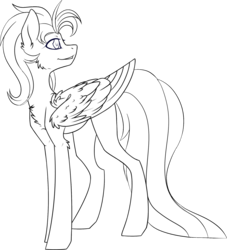 Size: 1805x1991 | Tagged: dead source, safe, artist:silent-umbra, artist:sinamuna, oc, oc only, oc:humble shade, pegasus, pony, base used, color me, lineart, male, monochrome, next generation, offspring, parent:fluttershy, parent:king sombra, simple background, solo, transparent background