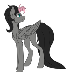 Size: 673x727 | Tagged: safe, artist:silent-umbra, artist:sinamuna, oc, oc only, oc:humble shade, pegasus, pony, base used, cheek fluff, chest fluff, colored lineart, male, next generation, offspring, parent:fluttershy, parent:king sombra, simple background, solo, transparent background
